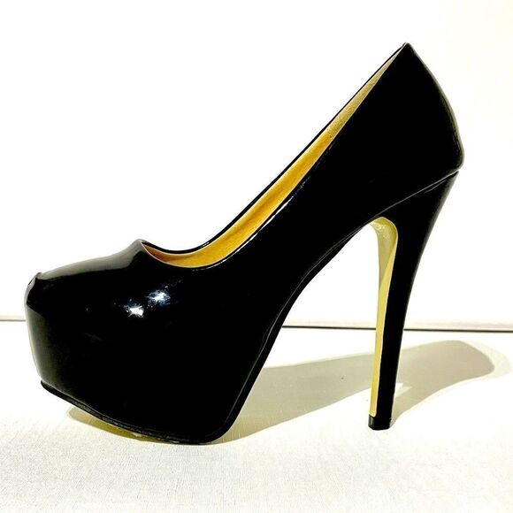 BLACK PATENT 2” PLATFORM w 5.5” HEEL SIZE 40 - Picture 1 of 6